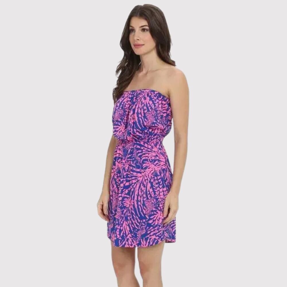 Lilly Pulitzer Womens Dress Pink Rolling in the Grass Windsor Mini Strapless XS